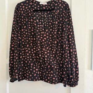 All in Favor Black Blouse with Pink Accents